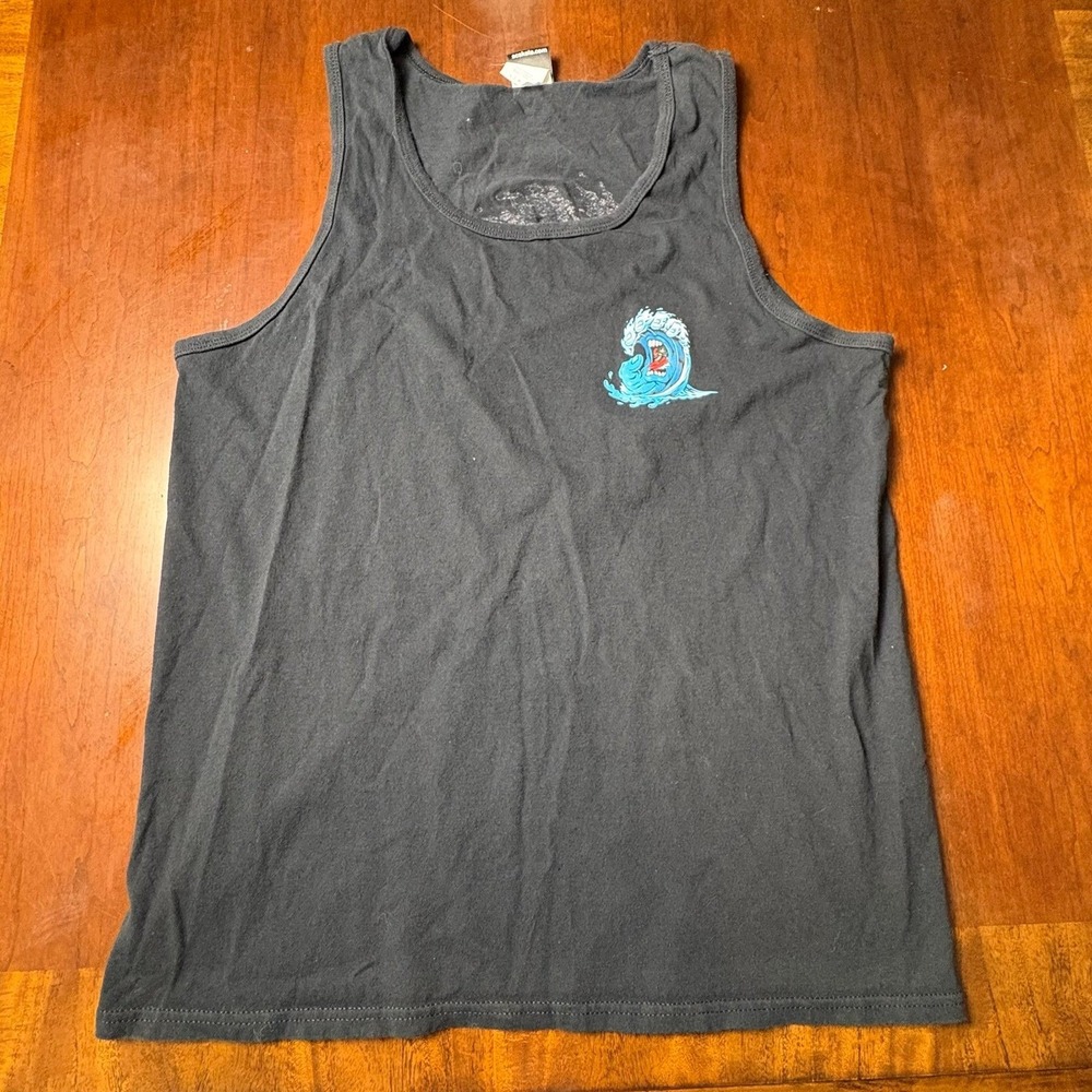 Santa Cruz Screaming Wave Skateboard Black Tank Top Size Large